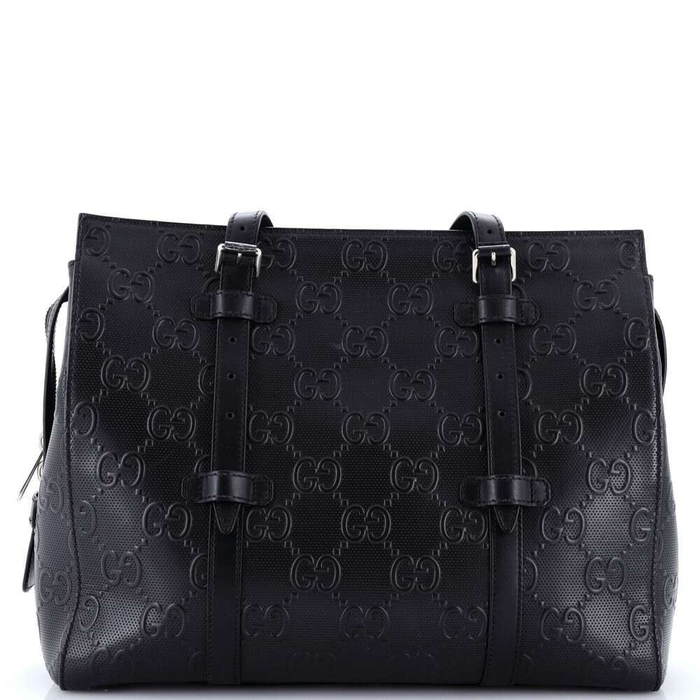Gucci Medium Tote Bag GG Embossed Perforated Leather